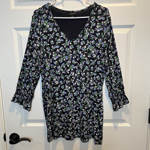 J. Jill Tops - J Jill LT Large Tall Shirt Top Floral V Neck 3/4 Ruffle Sleeve Stretch
